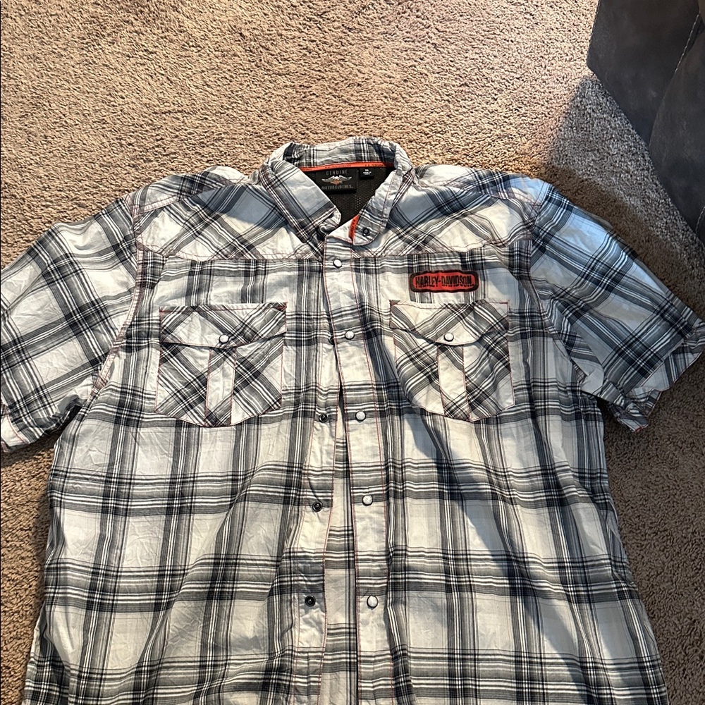 Harley-Davidson Black and White Checkered Shirt